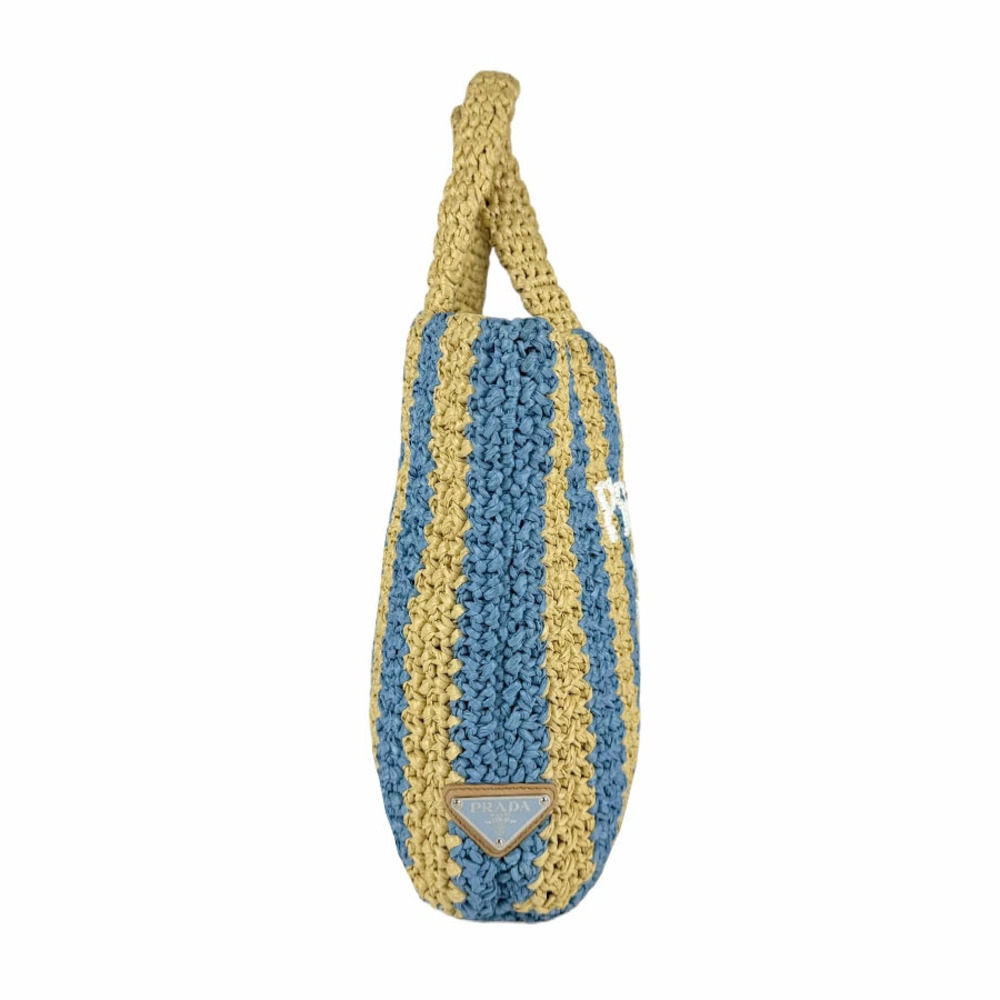 Prada handbag raffia blue - Picture 2 of 5